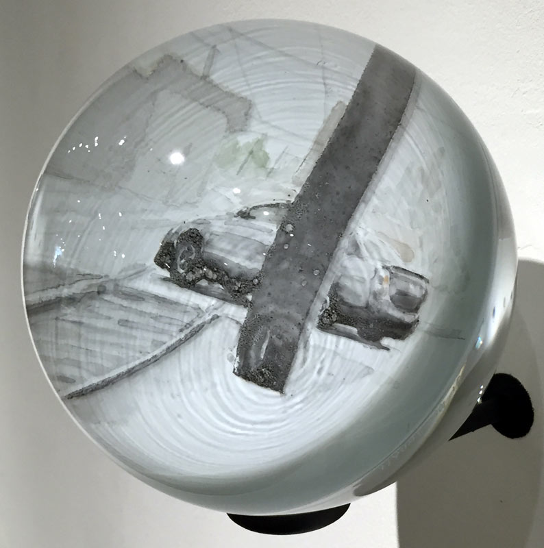 "Day after Day #13" by Hyunsung Cho. Glass and Enamel Paint. 6" diameter.  From the "An Ordinary Day" Solo Exhibition.