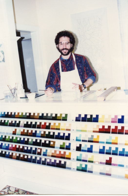 1992 Ken Leap, WheatonArts Ambassador Artist, demonstrating in the Stained Glass Studio