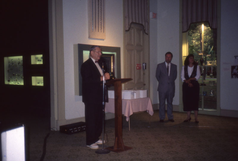1995 WheatonArts 25th Anniversary Celebration (L to R ) Frank H Wheaton Jr, Barry Taylor, and Gay Taylor