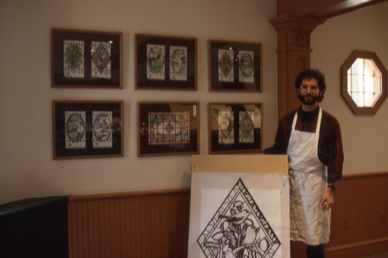 1995 J. Kenneth Leap with elements of his Public Art Project for the NJ State House created at WheatonArts