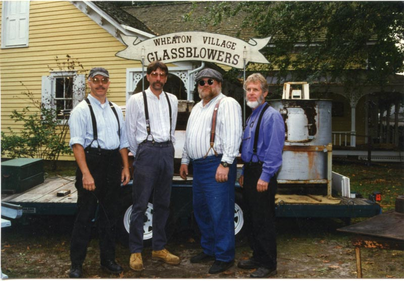 1996 Volunteer Glassblowers Harry Deemer, Jim Engleman, Jeff Vanaman, and Frank Stubbins
