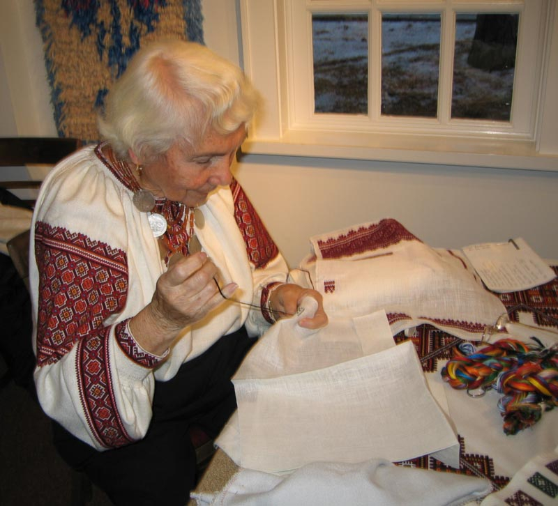 2005 Eudokia Sorochaniuk, Master in Ukranian Embroidery and Weaving, in the DJFC.