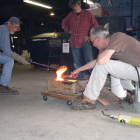 2009 Glass Studio Creative Director Hank Adams casting with Dave Carrow during the NJ Glass Workshop