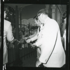 1976 Frank Wheaton, Jr. cutting the glass chain at the Grand Opening.