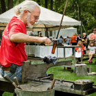 2012 - Frank Stubbins, one of WheatonArts Volunteer Glassblowers, have been spreading the message of WheatonArts since 1984