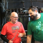 2014 James Harmon (Creative Glass Fellow in 1983 and 1988) and Ben Wright (Fellow in 2004 and 2012) in the Glass Studio