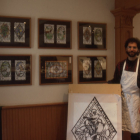 1995 J. Kenneth Leap with elements of his Public Art Project for the NJ State House created at WheatonArts
