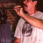 1995 Don Friel creating a Lily Pad Pitcher in the Glass Studio