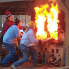 2005 Wood firing outside the Pottery Studio