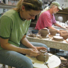 2010 Erika Pugh and Terry Plasket demonstrating in the Pottery