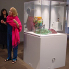 2005 Exhibition curator Susanne Frantz speaking at the opening of the "Particle Theories: International Pate de Verre and other Cast Glass Granulations" Exhibit with museum director Gay LeClaire Taylor