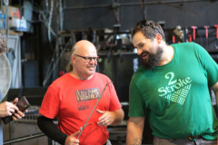 2014 James Harmon (Creative Glass Fellow in 1983 and 1988) and Ben Wright (Fellow in 2004 and 2012) in the Glass Studio