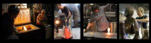 Past Fellows working in the glass studio