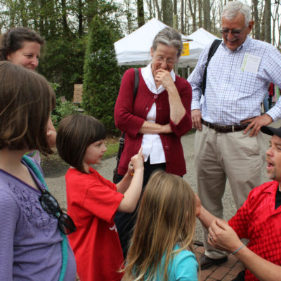 Visitors gathered at the entrance of WheatonArts