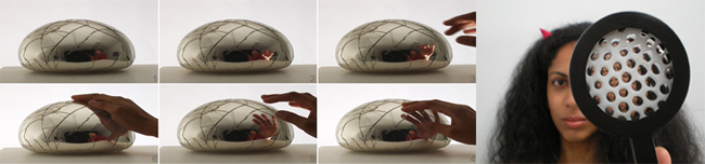 anjali srinivasan headshot and her mirrored glass piece