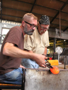 Virgil Marti working on hot glass piece