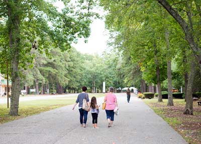 Three Generations walking the grounds at WheatonArts