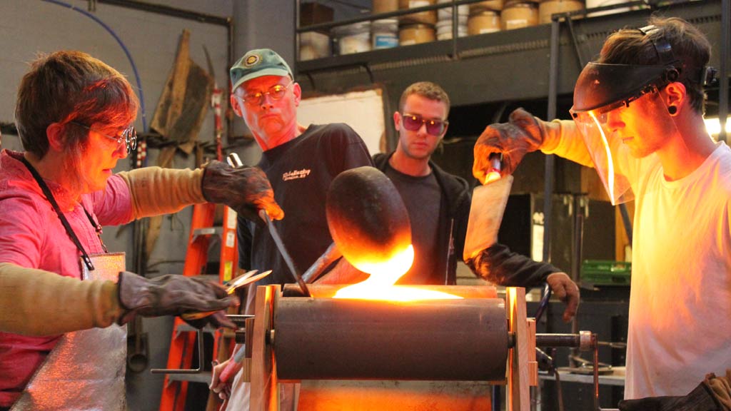 Hank Adams assisting Jocelyn Prince in the hot shop