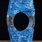 Blue and Grey Glass Sculpture titled "Okay Sparks"