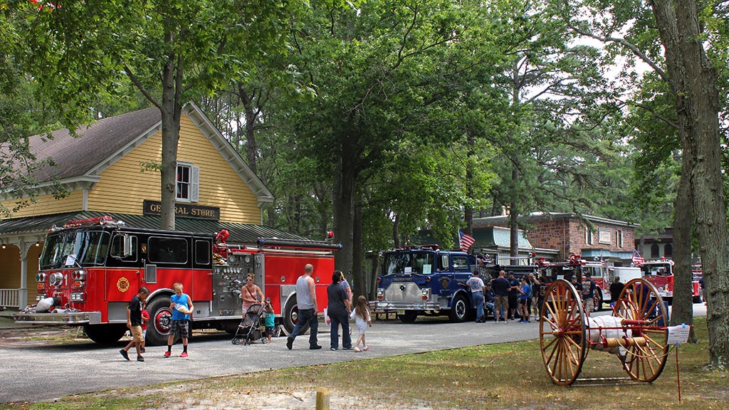 Fire Trucks lined up on WheatonArts grounds