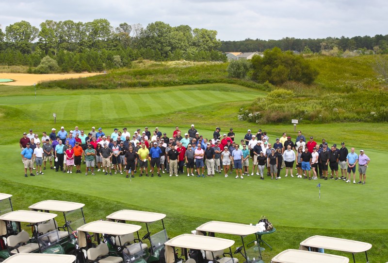 Group photo of participating golfers from the 2017 WheatonArts Golf Classic.