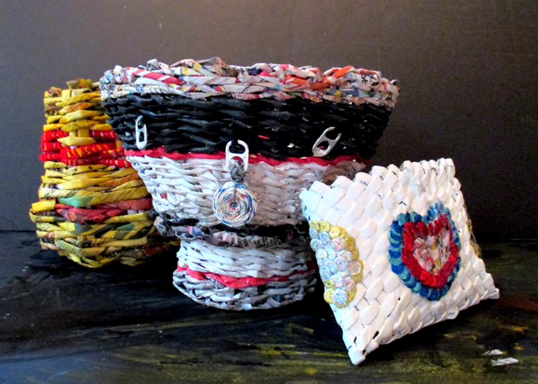 Finished Woven Paper Baskets