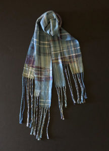 Muted green, purple, and yellow green scarf by Pauletta Berger