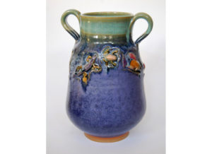 Blue/Green Ceramic Vase by Marsha Dowshen