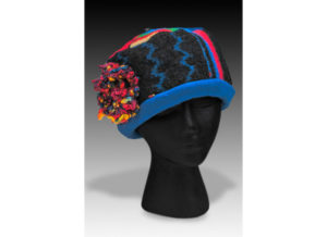 Multi Colored Pillbox Hat with flower by Hiedi Hammel