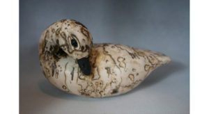 Brown/White Ceramic Goose by Janice Chassier