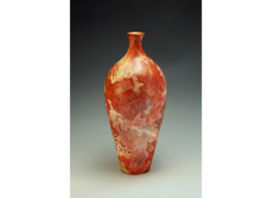 Red Ceramic Vase with Neck by Marian Van Buren