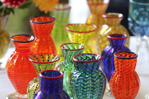 Multiple Glass Vase Close Up