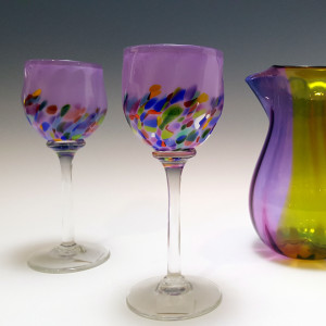 Confetti Goblets and Four Color Pitcher by Art of Fire copy