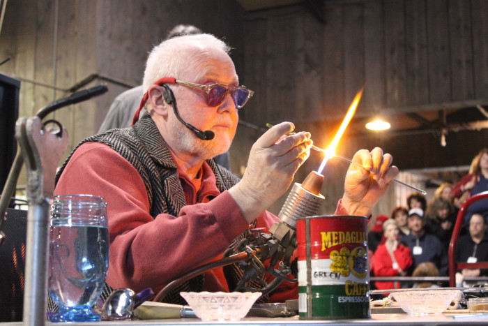 Paul Stankard flamworking demonstration in the glass studio