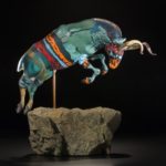 Glass Bull Sculpture by Shelley Allen Muzylowski