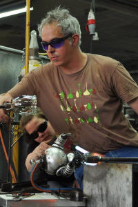 Artist Rik Allen Working on Glass Object