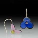 Pink and Blue Flower Earrings by Inna Dzhanibekova