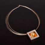 Wire Necklace with Orange/yellow pendant Robin Flynn