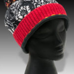 Black and Red Pom Beanie