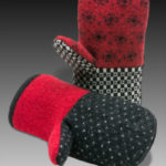 red and black winter gloves