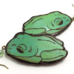 Green Frog Earrings by Maris Hare