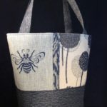 White and Navy Tote Bag by Artist Carole Kyle