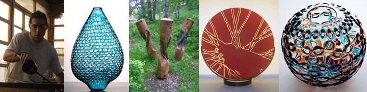Marc Barreda and various glass sculptures