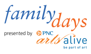 Logo for Family Days: presented by PNC arts alive: be part of art
