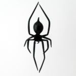 A flamework glass spider with a black body by Thomas Von Koch