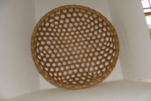 an overhead view of a basket woven by Mary May