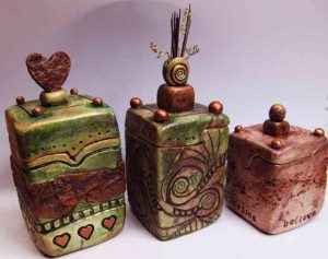 Three clay vessels by Amy Block