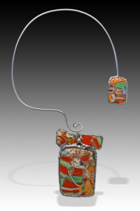 Necklace by Hilary Greif with a red samurai motif