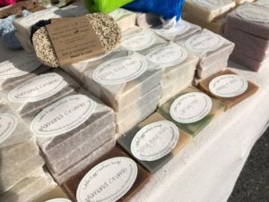 A closeup of the soaps available from the LEH Soap Company.
