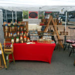 A booth showcasing the wood work of Thomas Ferrie.